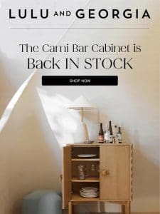 The Cami Bar Cabinet is Back in Stock