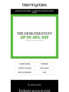 The Designer Event: Up to 40% off