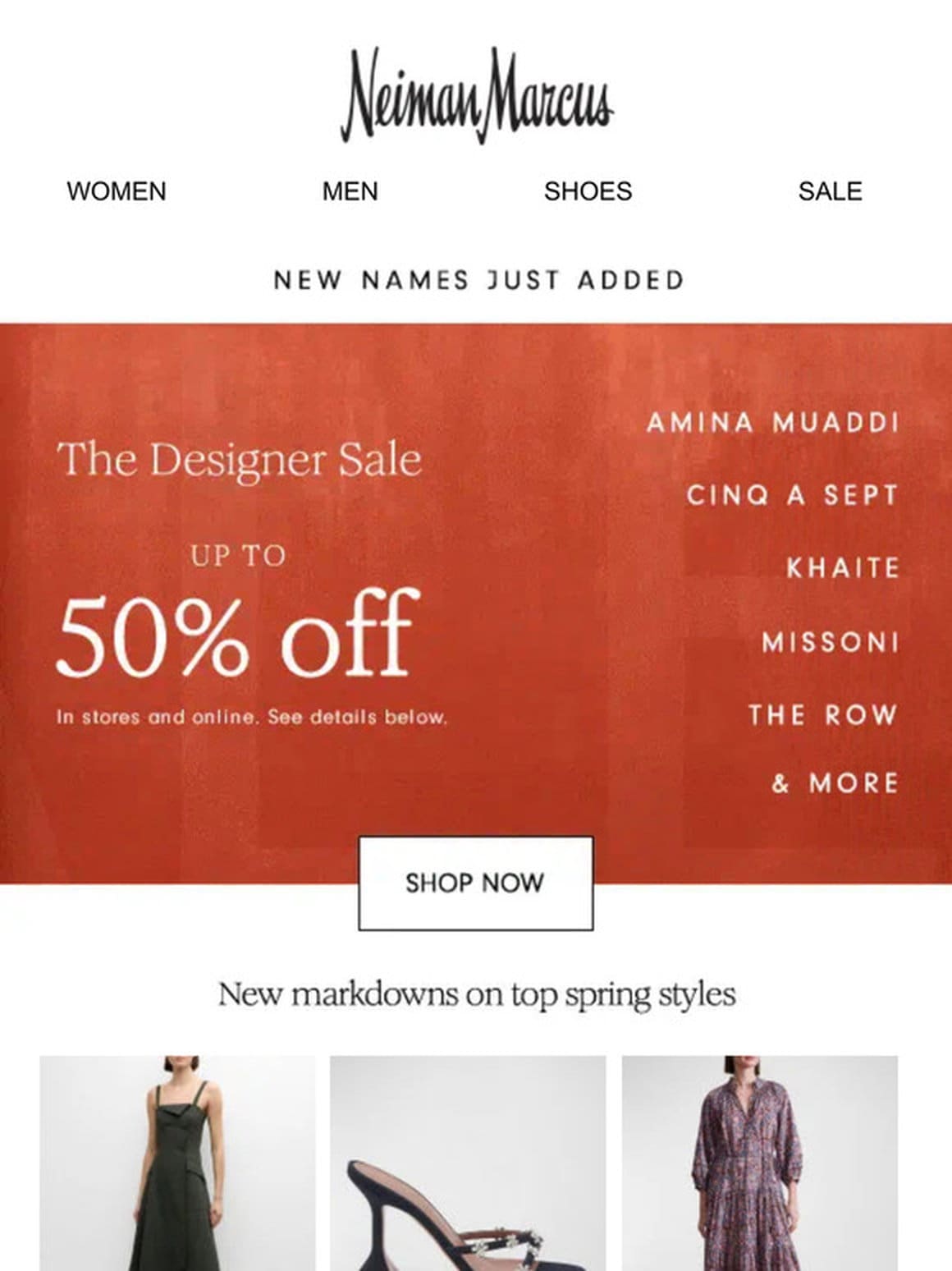 The Designer Sale continues… Up to 50% off