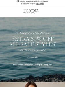 The End of Season Sale (extra 60% off!) starts now