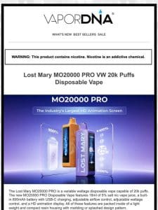 The Largest HD Animation screen! Introducing Lost Mary MO 20K Puffs disposable!