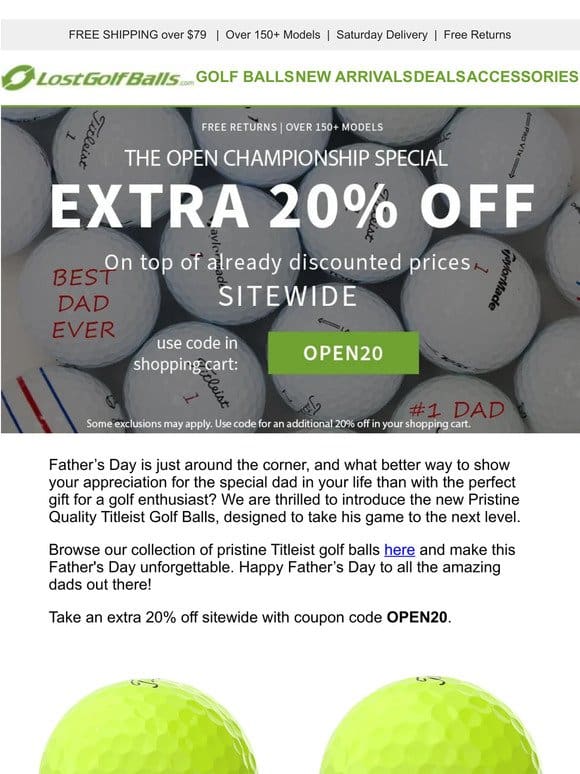 The Open Championship Extra 20% Off Sale