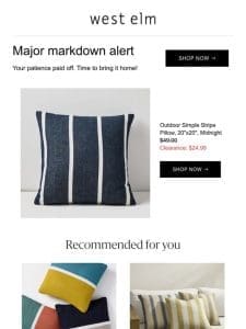 The Simple Stripe Indoor/Outdoor Pillow you loved is now on sale!