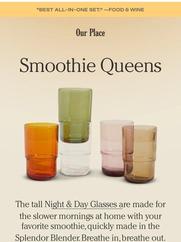 This summer， we’re pouring our smoothies in a glass