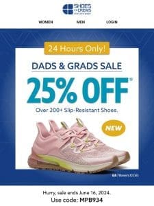Today Only! 25% Off Select Slip-Resistant Shoes