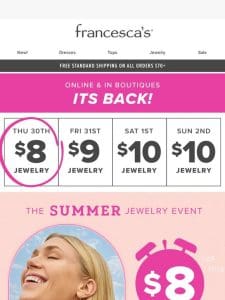 Today Only! $8 Jewelry…Beat the Clock Before Prices Rise