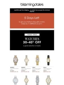 Today only! 30-40% off watches