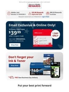 Today only! $39.99 Office Depot® Brand 10rm case paper