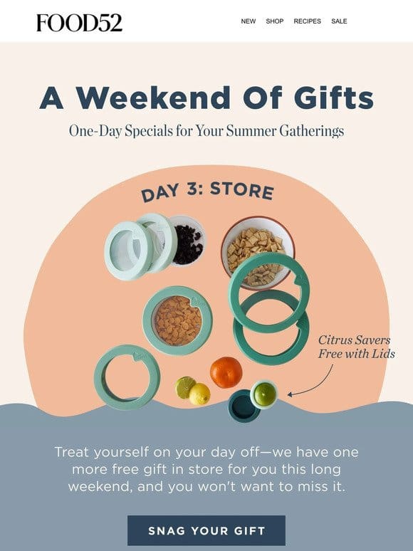 Today-only surprise: A free gift with clever lids.