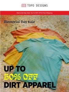 Up To 50% Off Dirt Apparel