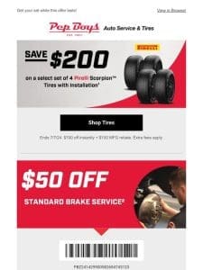 Up to $200 Savings on Pirelli Tires