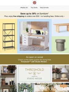 Up to 30% off furniture for every room