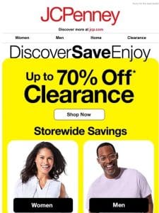 Up to 70% OFF!   Clearance won’t quit