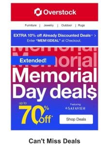 Up to 70% off Memorial Deals EXTENDED!