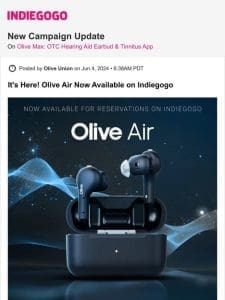 Update #29 from Olive Max: OTC Hearing Aid Earbud & Tinnitus App