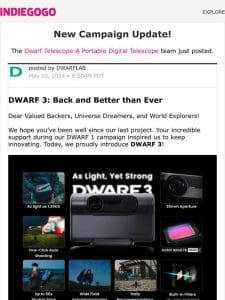 Update #32 from Dwarf Telescope-A Portable Digital Telescope