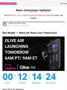 Update #38 from Olive Pro: 2-in-1 Hearing Aids & Bluetooth Earbuds