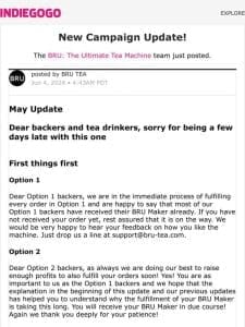 Update #53 from BRU: The Ultimate Tea Machine