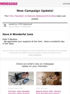 Update #57 from V-Tex: Nanotech 12 features Waterproof Knit Shoe