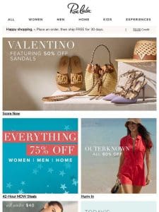 Valentino with 50% Off Sandals ? Everything 75% Off for 42 Hours