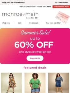 Want Deals Up to 60% Off? Our Summer Sale is On…