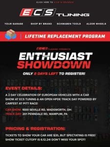 You Only Have 2 Days Left To Register For Enthusiast Showdown!