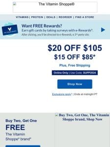 Your secret for up to $20 off: SUPP2024