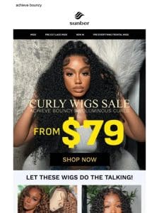 [atten]Bouncy&voluminous curly wigs low to $79