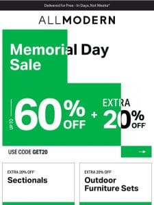 sectional clearance ? up to ??% ??? for memorial day ?