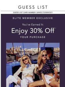 —， Take 30% Off Your Next Elite Order