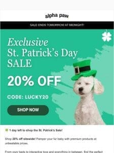? 1 Day Left! Shop the St. Patrick’s Sale…