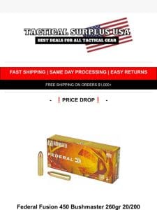 $1.06 PER ROUND   Federal Fusion 450 Bushmaster 260gr