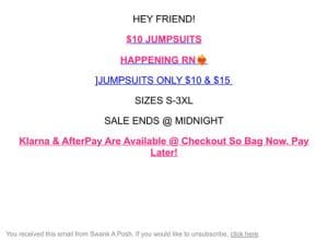 $10 JUMPSUITS  FLASH SALE   ️ Sale Ends @ 11:59pm