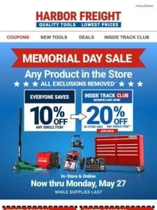 10% OFF COUPON INSIDE! Shop Our Memorial Day Sale Going on Now!