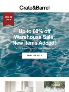100s of new items! Up to 60% off Warehouse Sale →