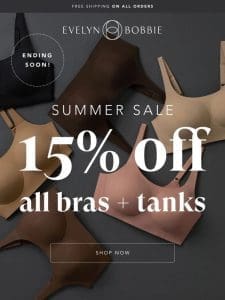 15% OFF All Bras + Tanks