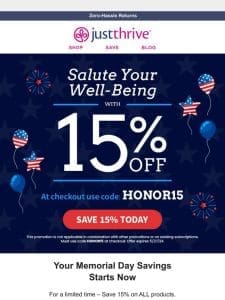 ? 15% Off–Memorial Day Exclusive