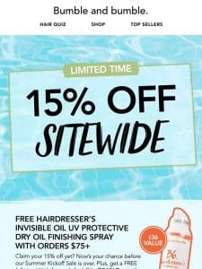 15% off sitewide + more continues ?