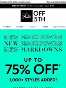 1，000+ markdowns added   Up to 75% OFF