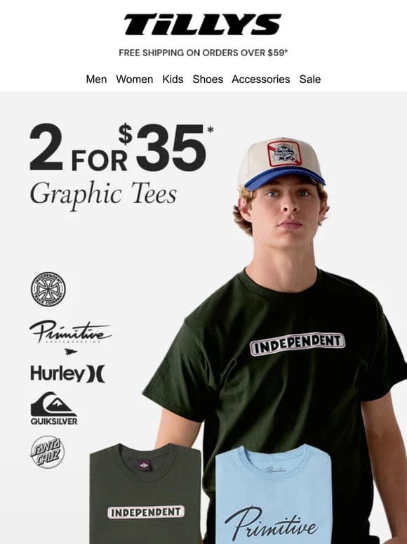 2 for $35 Graphic Tees | 70% Off Clearance Sale