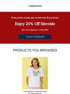 20% Off Sitewide at Appleseed’s