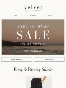 20% Off Summer Dresses & Skirts