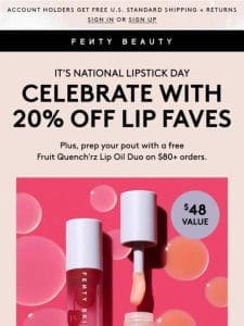 20% off lip faves—but not for long ✌