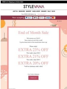 23% OFF on EOM SALE – Close Things Off With a Bang!