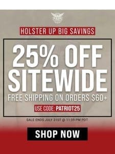25% OFF ALL Holsters