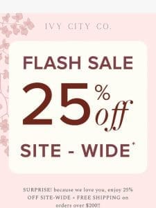 25% OFF FLASH SALE!!