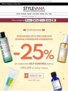25% OFF on Oil Control Product❤️‍  Bye bye shine + grease!