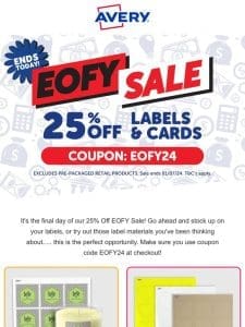 25% Off EOFY Sale – Ends Today