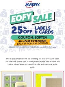 25% Off EOFY Sale – Extended For 2 Days Only