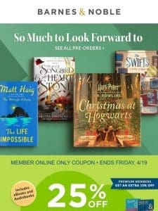 25% Off Pre-Order Books for Premium & Rewards Members